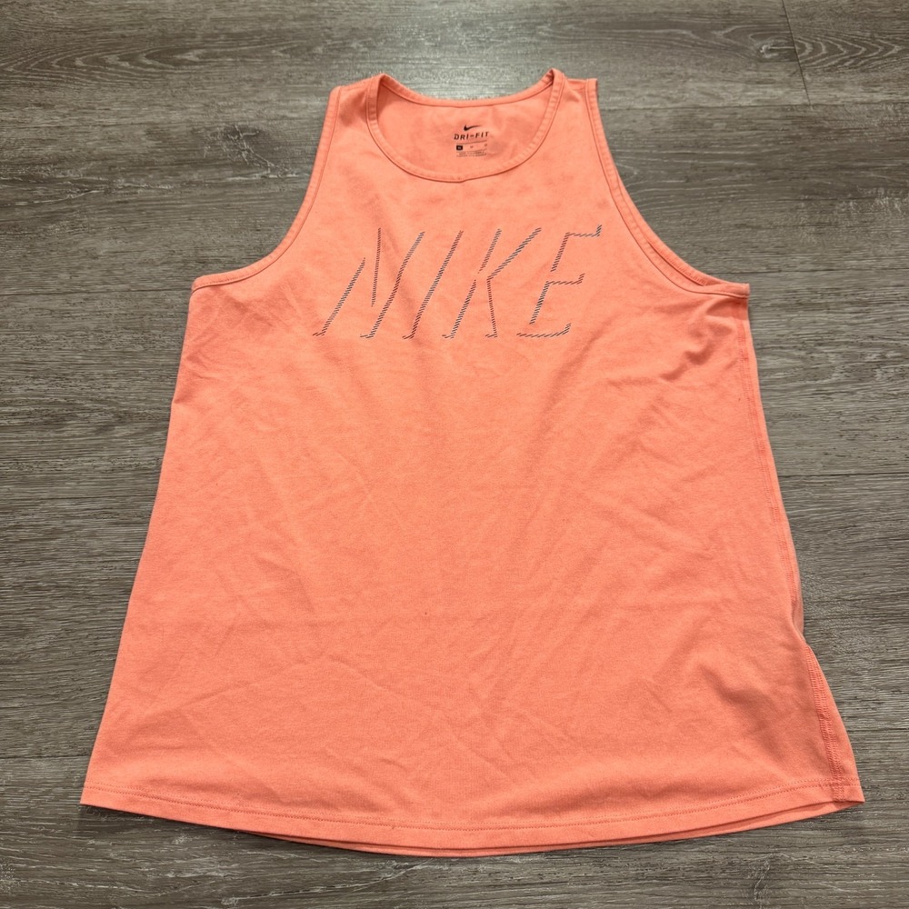 Nike Tank Top Womens‎ Medium Pink Spellout Logo Casual Workout Fitness Adult